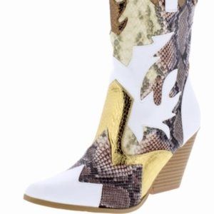 Gold Western Animal Print Snakeskin Cowboy Boots